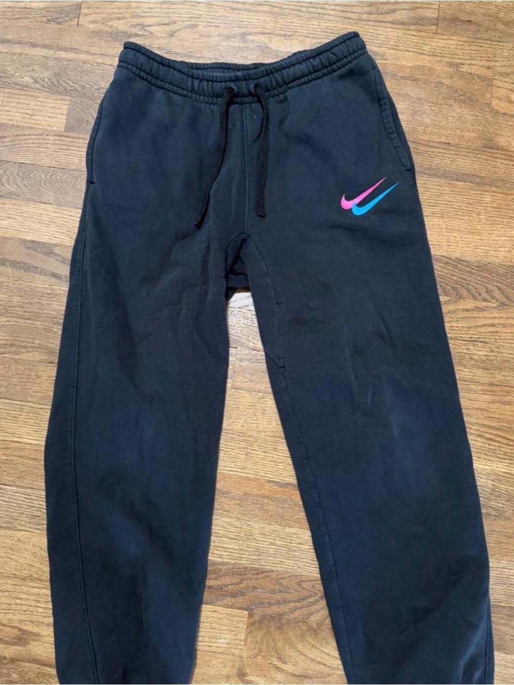 Nike Black Sweatpants with Pink & Teal Swoosh